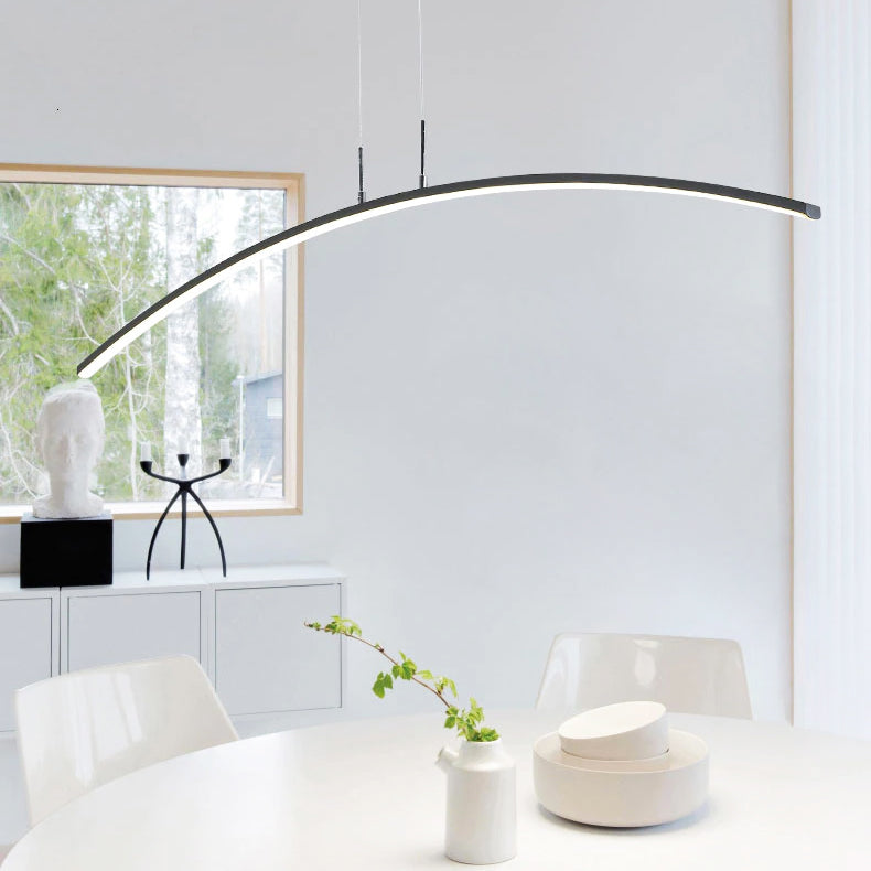 LumenNova Curve Pendant Lamp With Warm Ambient LED Glow - OpalDwell