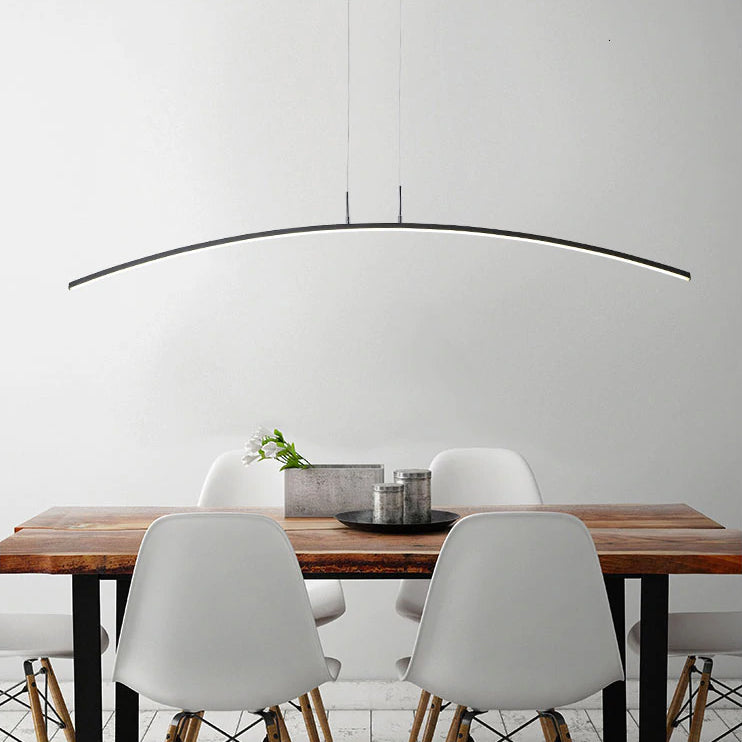 LumenNova Curve Pendant Lamp With Warm Ambient LED Glow - OpalDwell
