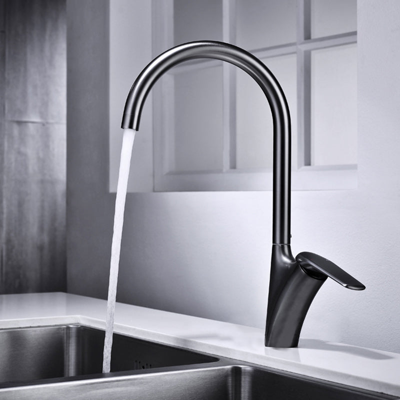 Brushed Deck-Mounted Kitchen Mixer Tap With Swivel Spout | OpalDwell - OpalDwell