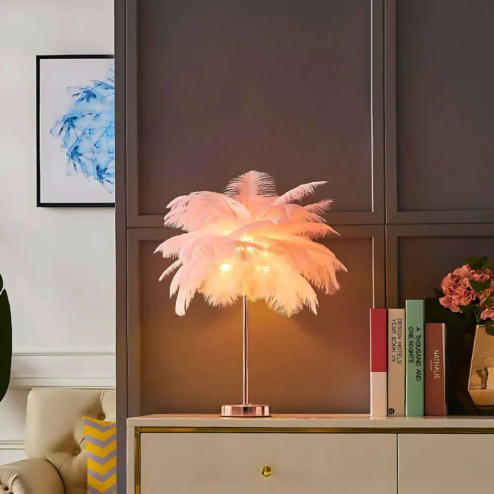 FeatherLuxe Glow Lamp | Soft Ambient Light for Living Rooms - OpalDwell