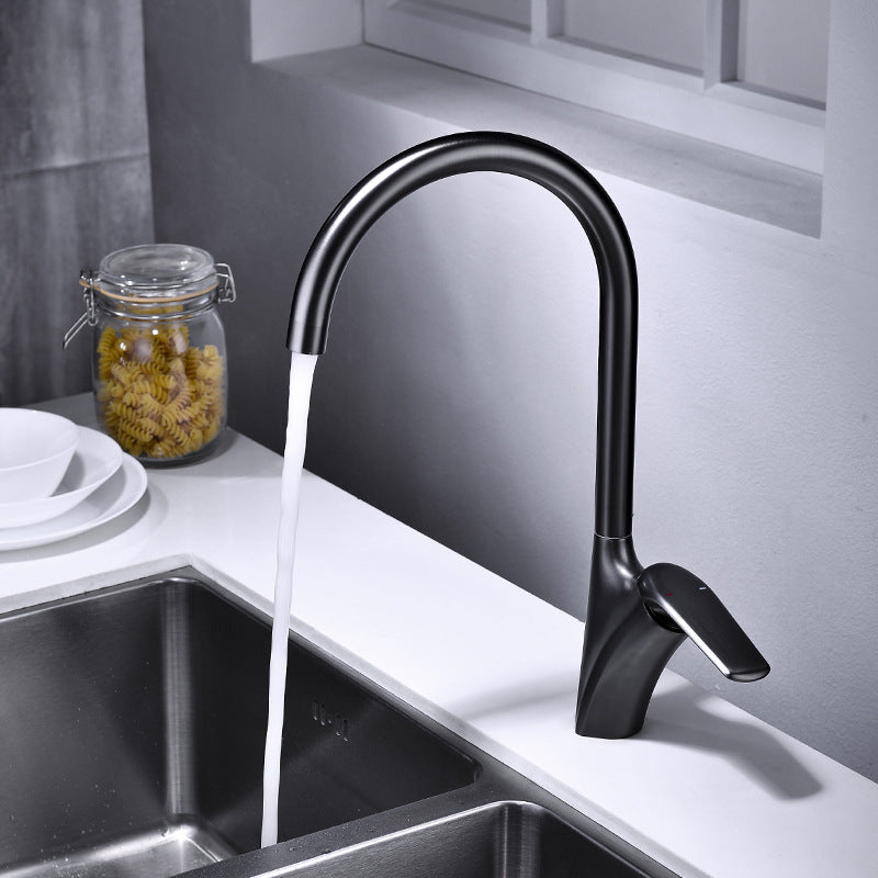 Brushed Deck-Mounted Kitchen Mixer Tap With Swivel Spout | OpalDwell - OpalDwell
