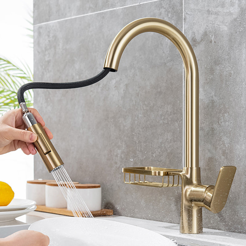 Single-Lever Kitchen Faucet With Pull-Down Sprayer, Hot And Cold | OpalDwell OpalDwell