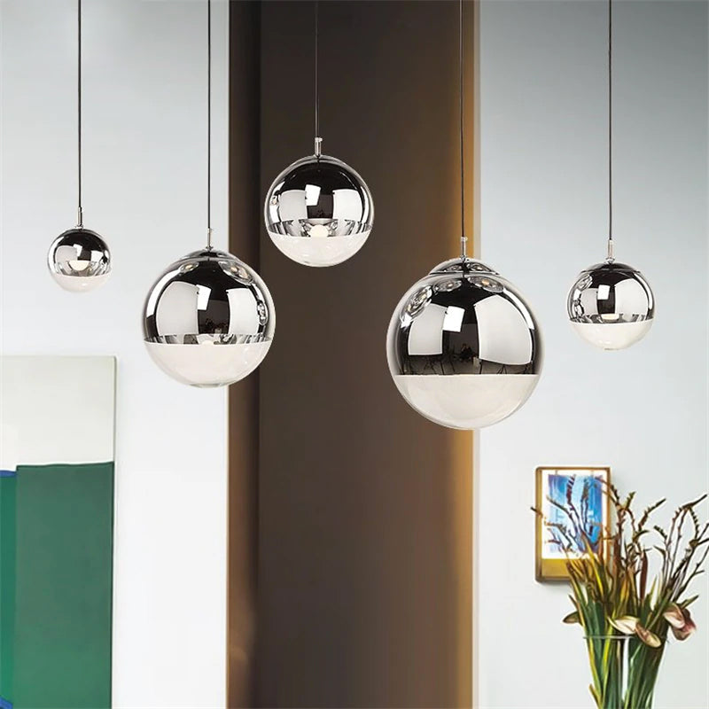 LumaOrb Glass Pendant Light Silver and Clear Spheres OpalDwell