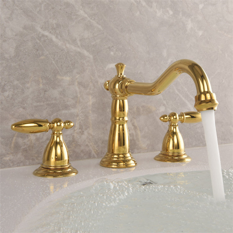 Marcelli Vintage Brass Double-Handle Bathroom Faucet for 3-Hole Sink | OpalDwell OpalDwell
