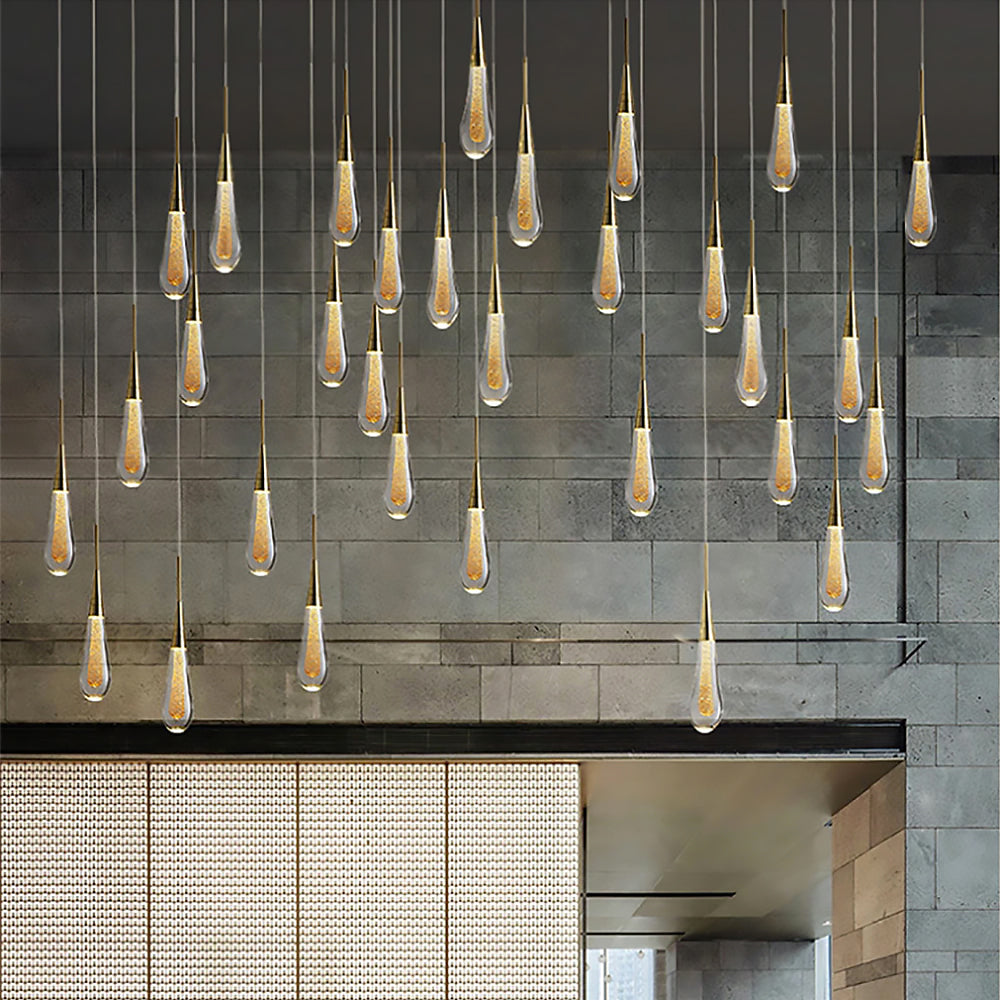 DrizzleDrop Pendant Light by Luneo with LED Drops Ambient OpalDwell