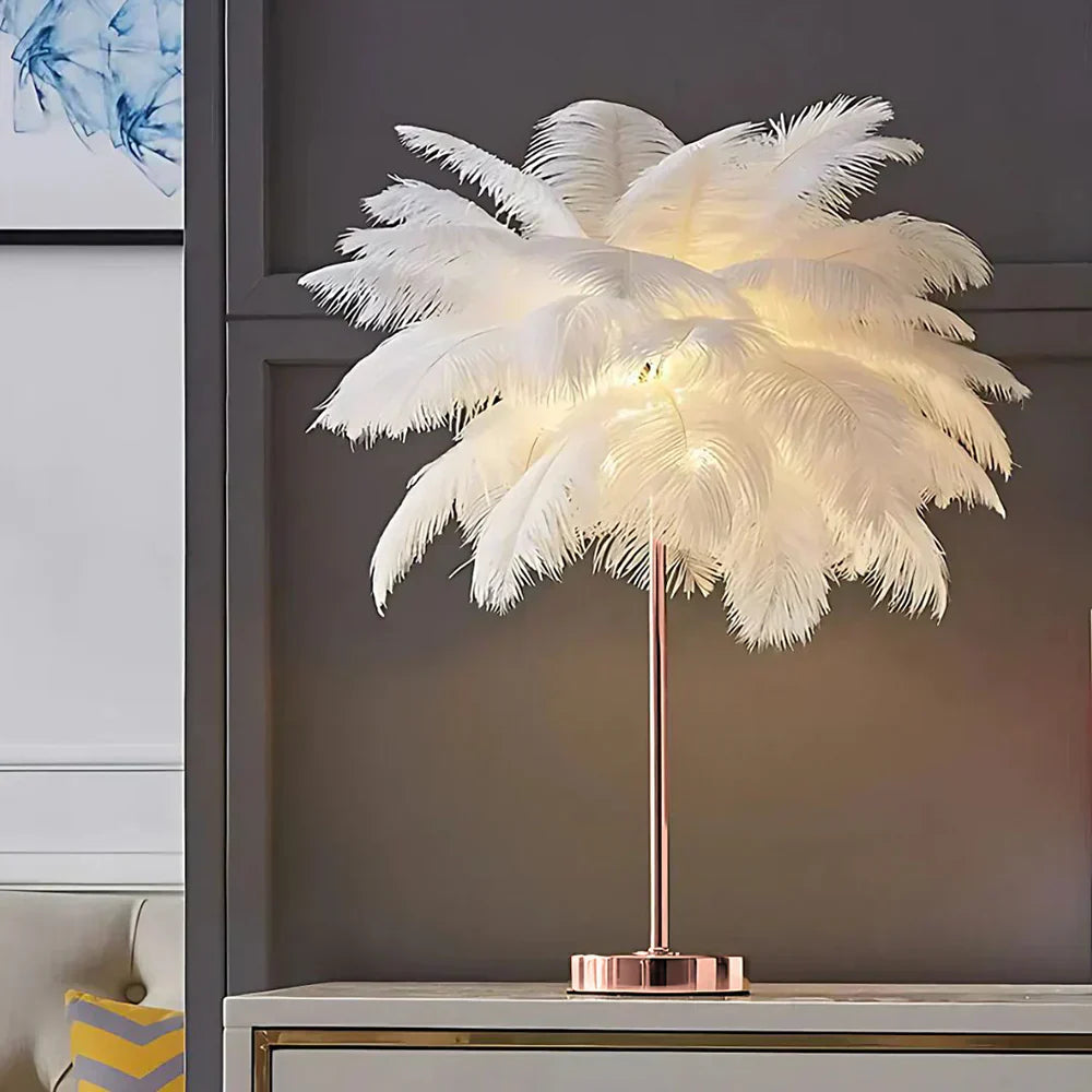 FeatherLuxe Glow Lamp | Soft Ambient Light for Living Rooms - OpalDwell