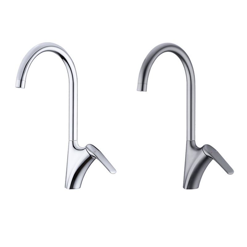 Brushed Deck-Mounted Kitchen Mixer Tap With Swivel Spout | OpalDwell - OpalDwell
