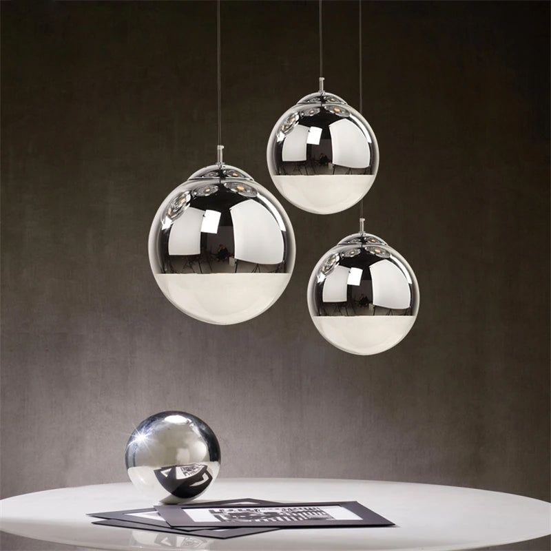 LumaOrb Glass Pendant Light Silver and Clear Spheres OpalDwell