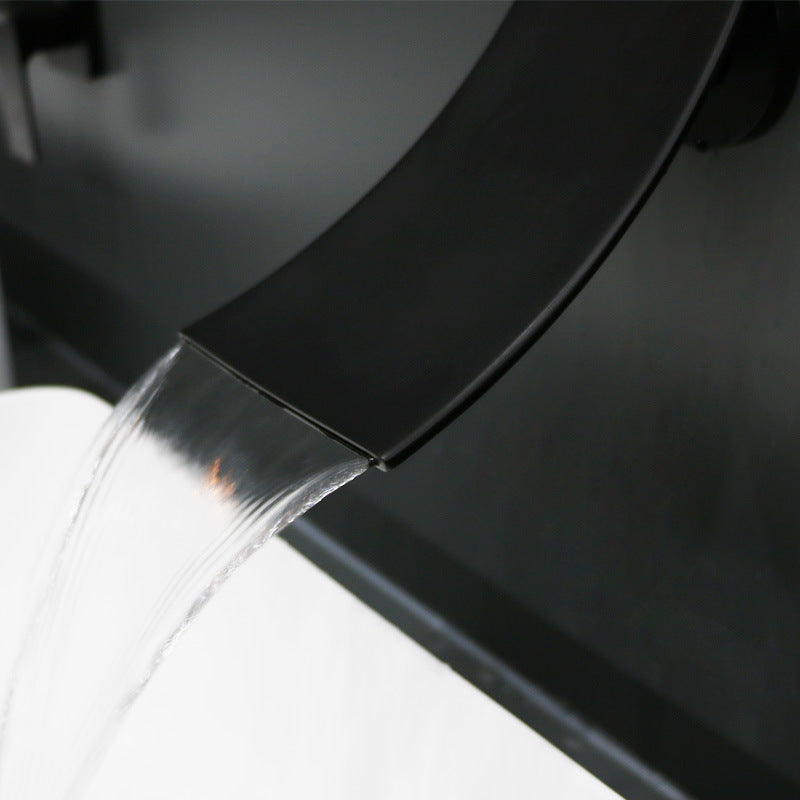 Sleek Single Lever Wall Mounted Waterfall Faucet for Bathroom Sink | OpalDwell OpalDwell