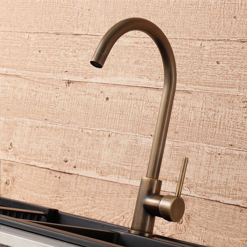 Antique Bronze Single Handle Brass Kitchen Faucet With Smooth Operation OpalDwell