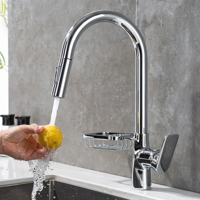 Single-Lever Kitchen Faucet With Pull-Down Sprayer, Hot And Cold | OpalDwell OpalDwell