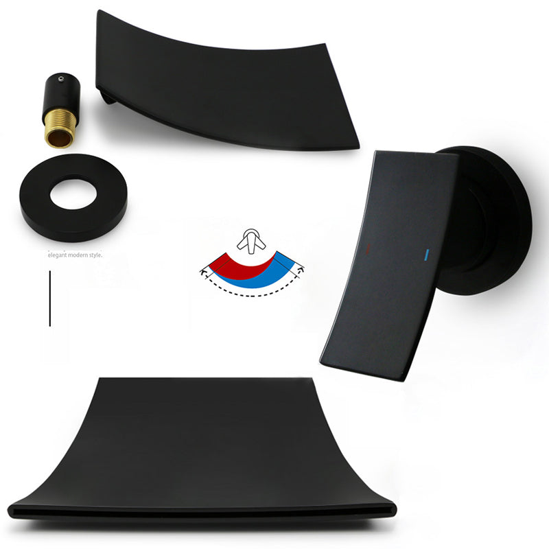 Sleek Single Lever Wall Mounted Waterfall Faucet for Bathroom Sink | OpalDwell OpalDwell