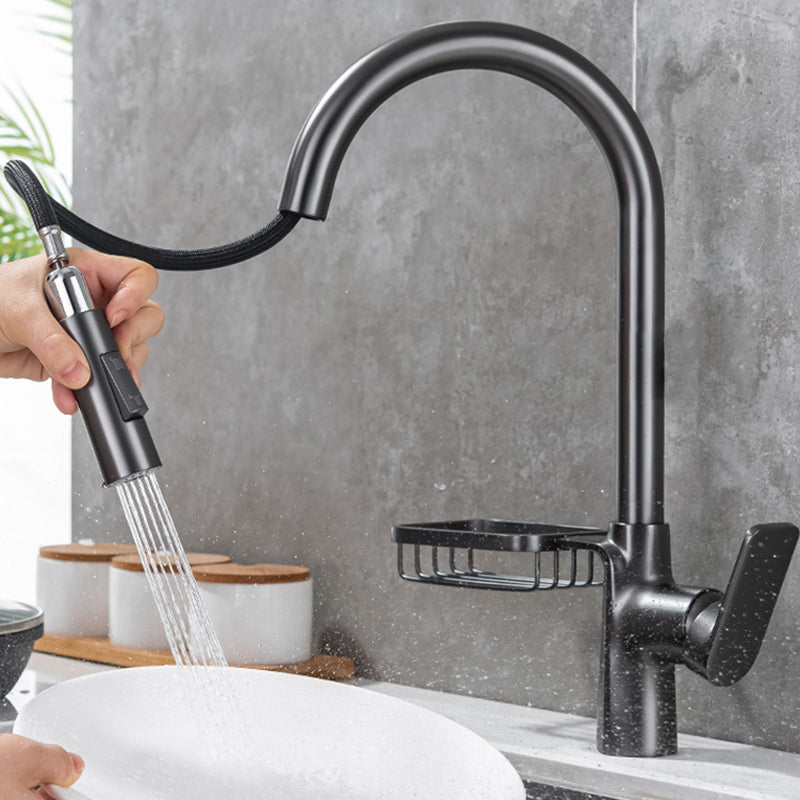 Single-Lever Kitchen Faucet With Pull-Down Sprayer, Hot And Cold | OpalDwell OpalDwell
