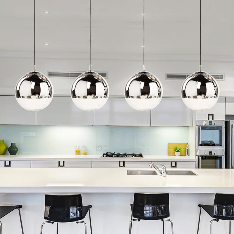 LumaOrb Glass Pendant Light Silver and Clear Spheres OpalDwell