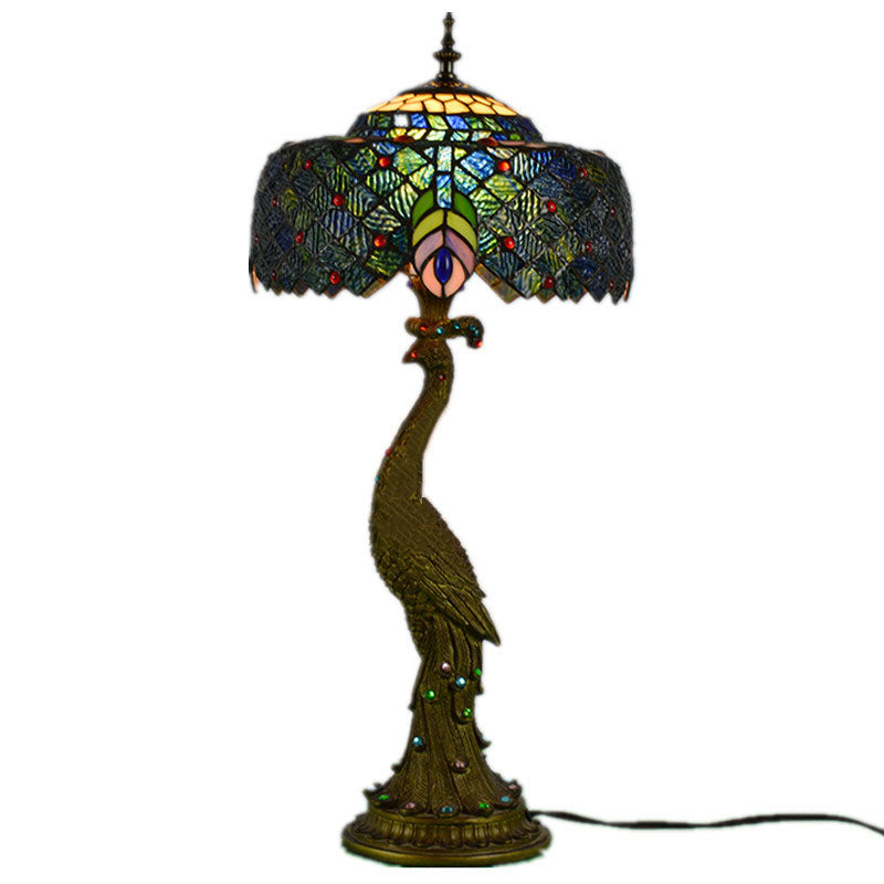 Aurena Tiffany-Style Table Lamp With Colorful Dome Shade - OpalDwell