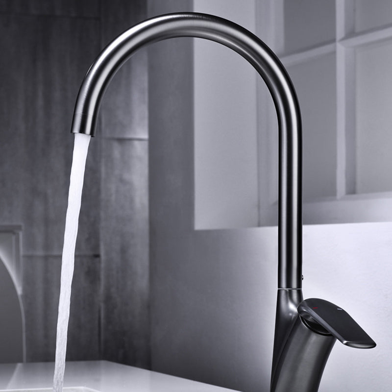 Brushed Deck-Mounted Kitchen Mixer Tap With Swivel Spout | OpalDwell - OpalDwell