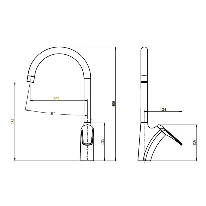 Brushed Deck-Mounted Kitchen Mixer Tap With Swivel Spout | OpalDwell - OpalDwell