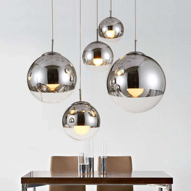 LumaOrb Glass Pendant Light Silver and Clear Spheres OpalDwell