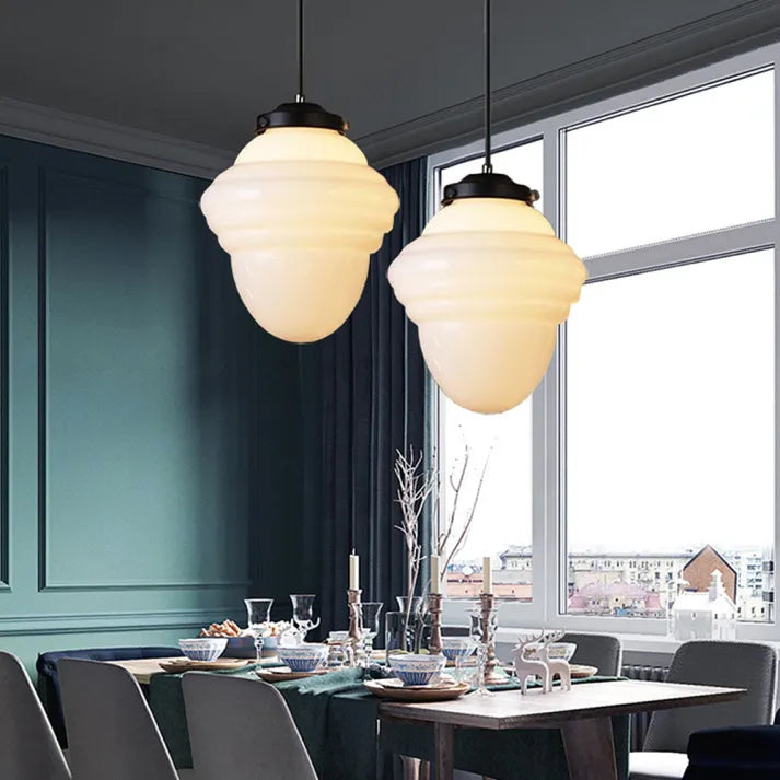 AstraLume Geometric Pendant Light in Frosted Glass - OpalDwell