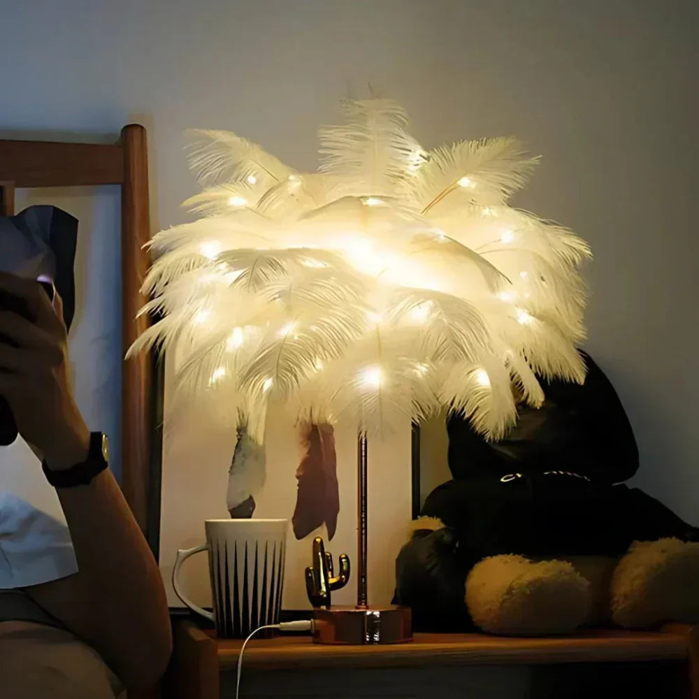 FeatherLuxe Glow Lamp | Soft Ambient Light for Living Rooms - OpalDwell