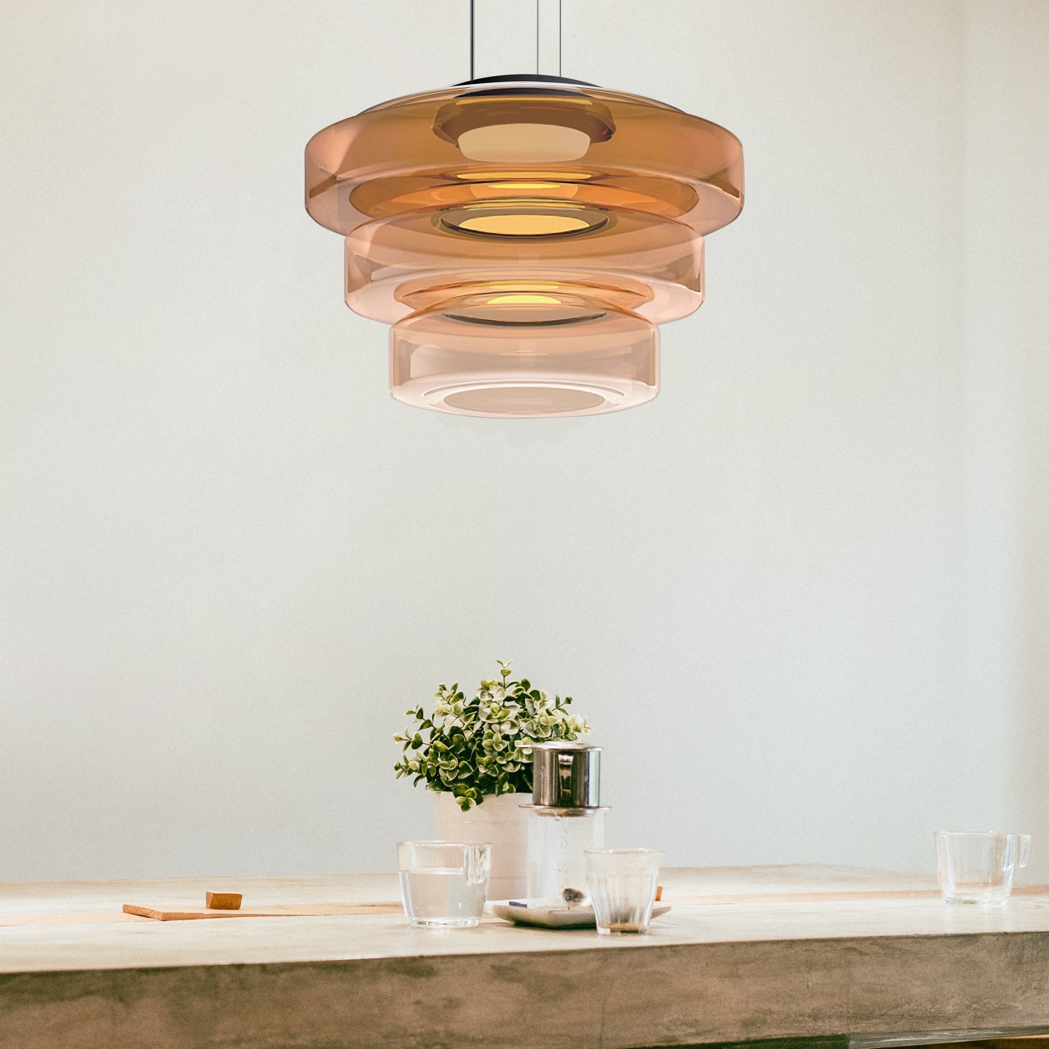 Asteron Glass Pendant Light in Bauhaus Style Ceiling Lamp OpalDwell