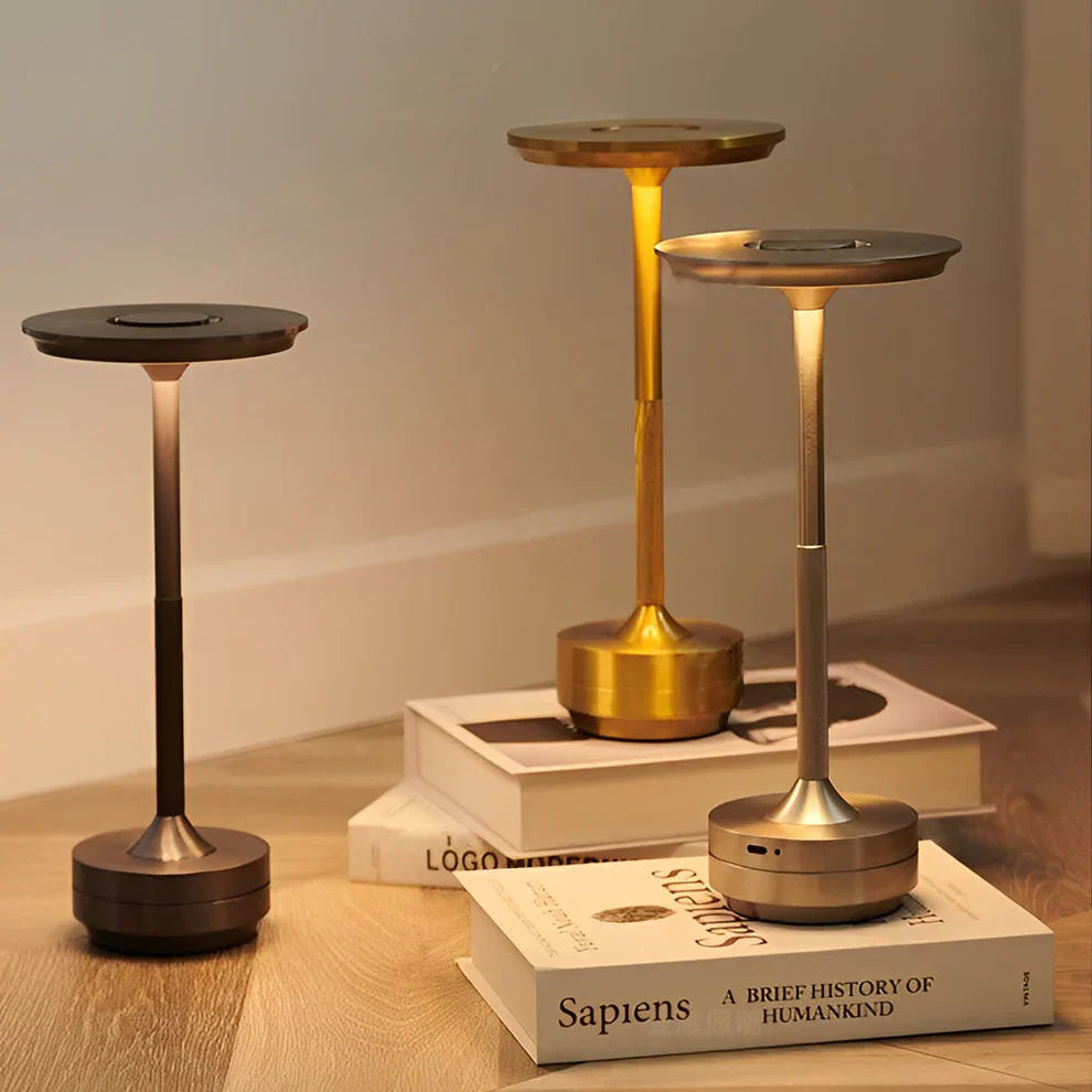 Rechargeable Cordless LED Table Lamp With Touch Dimmer And Modern Metal Design - OpalDwell