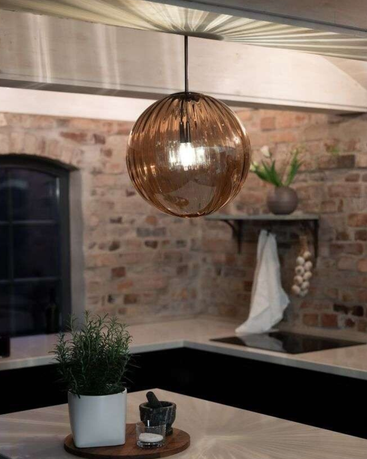 VeraLux Amber Glass Pendant Ceiling Light Vintage Warmth - OpalDwell