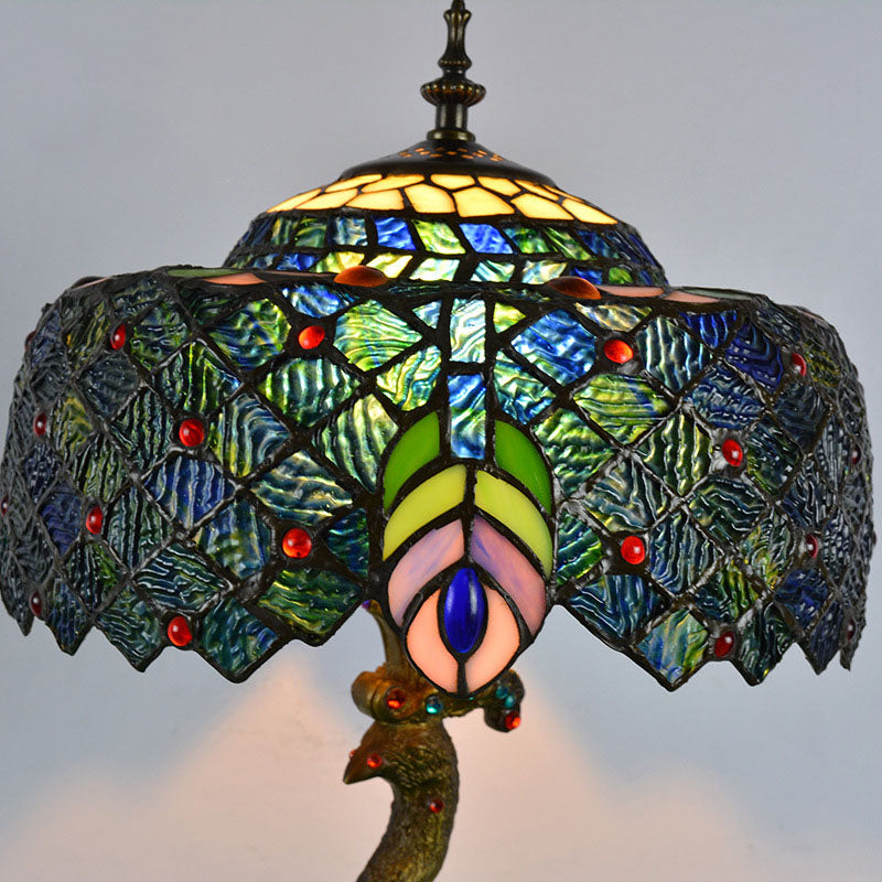 Aurena Tiffany-Style Table Lamp With Colorful Dome Shade - OpalDwell