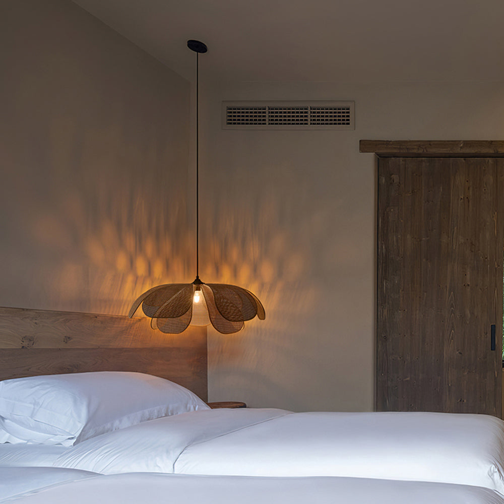 LumaNook Reed Wicker Pendant Light for Cozy Bedroom - OpalDwell