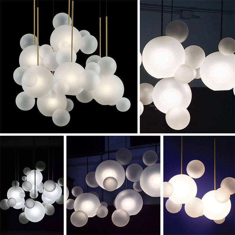 Nordic Snowball Glass Chandelier With Matte Or Clear Orbs - OpalDwell