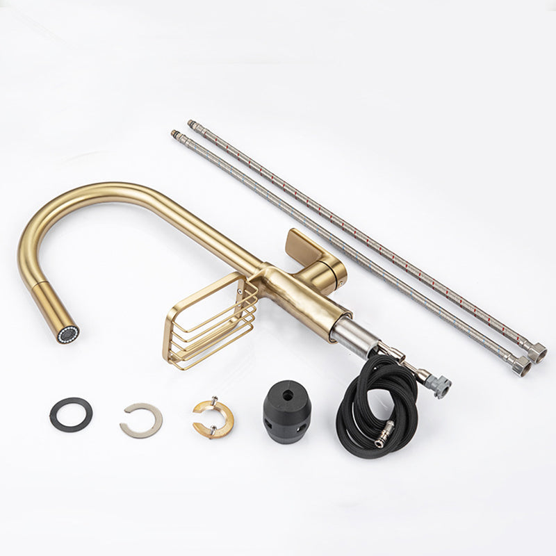 Single-Lever Kitchen Faucet With Pull-Down Sprayer, Hot And Cold | OpalDwell OpalDwell