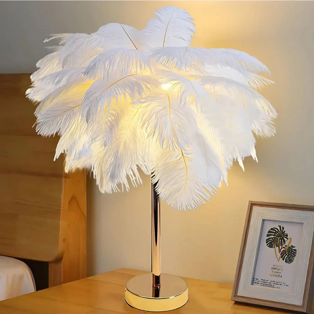 FeatherLuxe Glow Lamp | Soft Ambient Light for Living Rooms - OpalDwell