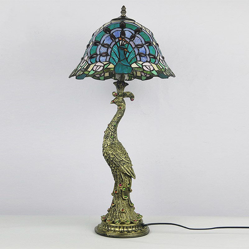 Aurena Tiffany-Style Table Lamp With Colorful Dome Shade - OpalDwell