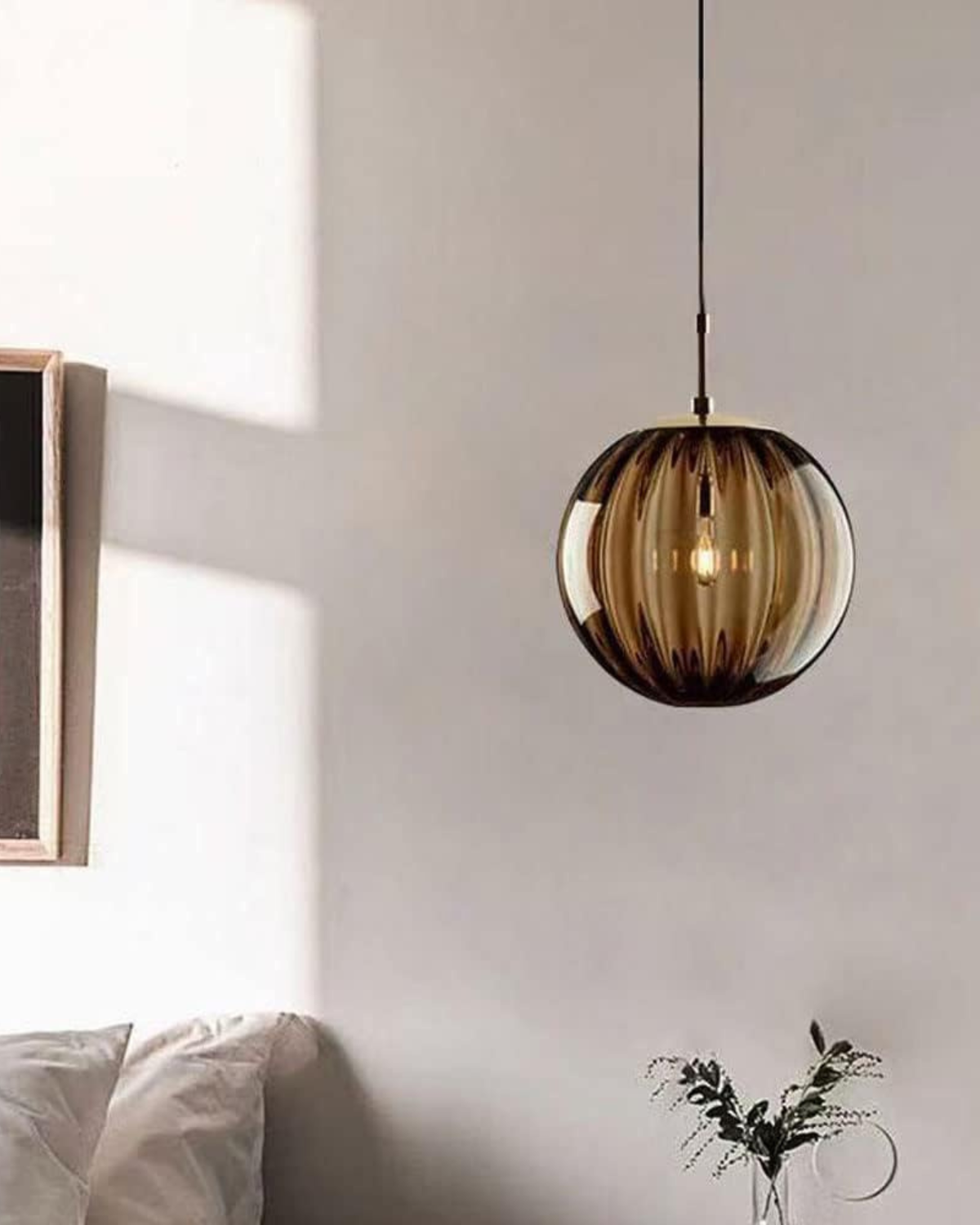 VeraLux Amber Glass Pendant Ceiling Light Vintage Warmth - OpalDwell