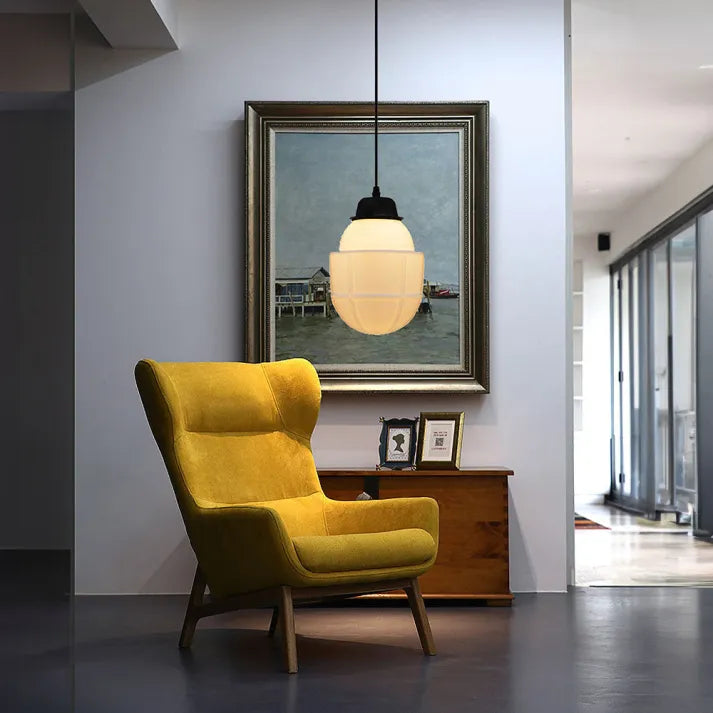 AstraLume Geometric Pendant Light in Frosted Glass - OpalDwell