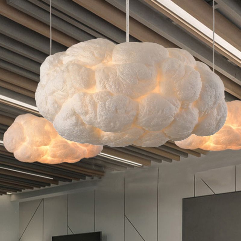 AstraLumen Cloud LED Pendant Light in White PVC Cotton - OpalDwell