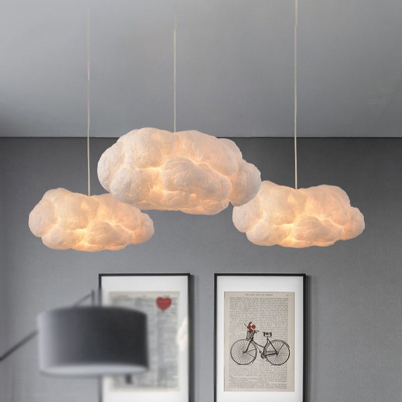 AstraLumen Cloud LED Pendant Light in White PVC Cotton - OpalDwell