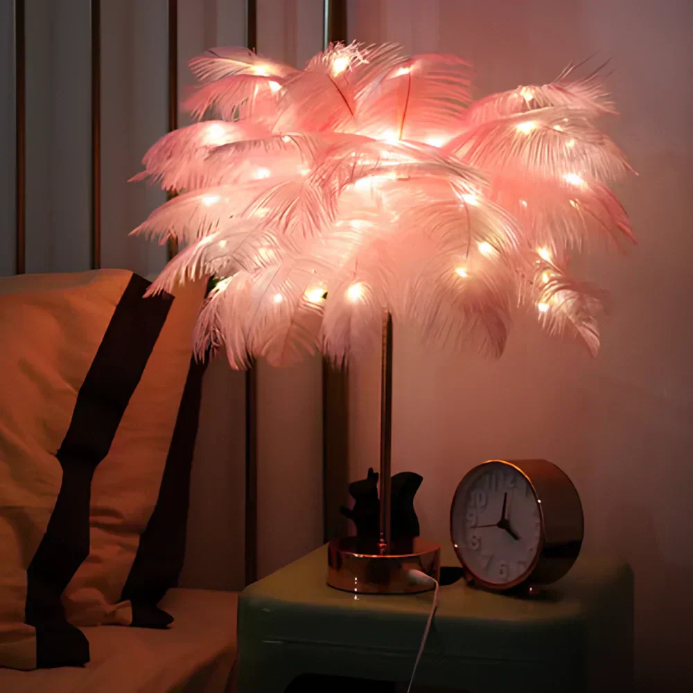 FeatherLuxe Glow Lamp | Soft Ambient Light for Living Rooms - OpalDwell