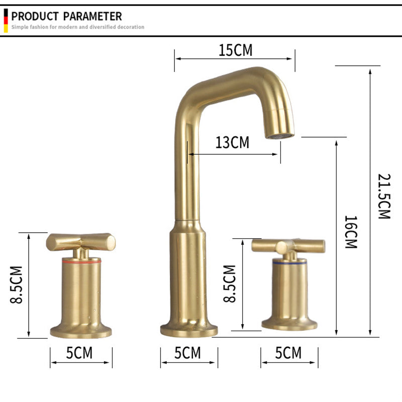 Brushed Gold Widespread Waterfall Faucet for Three-Hole Bathroom Sink | OpalDwell OpalDwell