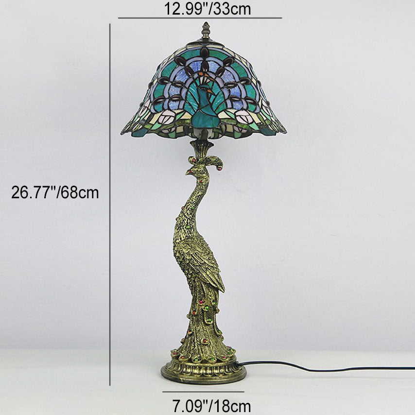 Aurena Tiffany-Style Table Lamp With Colorful Dome Shade - OpalDwell