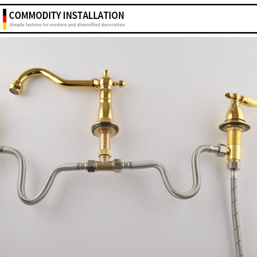 Marcelli Vintage Brass Double-Handle Bathroom Faucet for 3-Hole Sink | OpalDwell OpalDwell