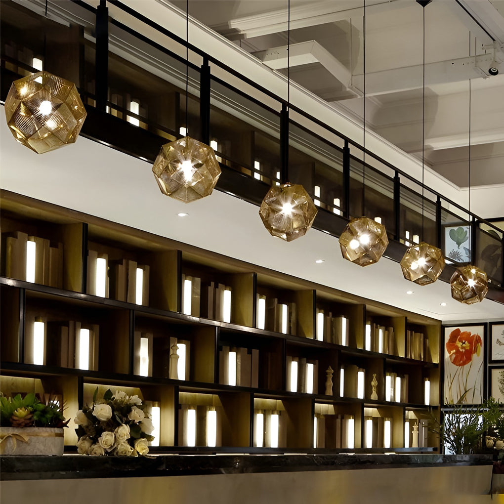 Lumenara Geometric Round Pendant Lamp in Electrolytic Metal - OpalDwell