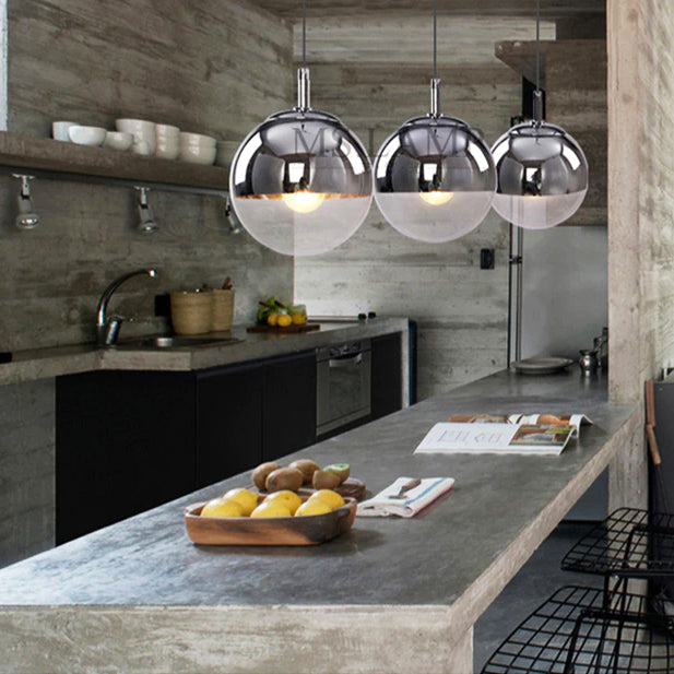 LumaOrb Glass Pendant Light Silver and Clear Spheres OpalDwell