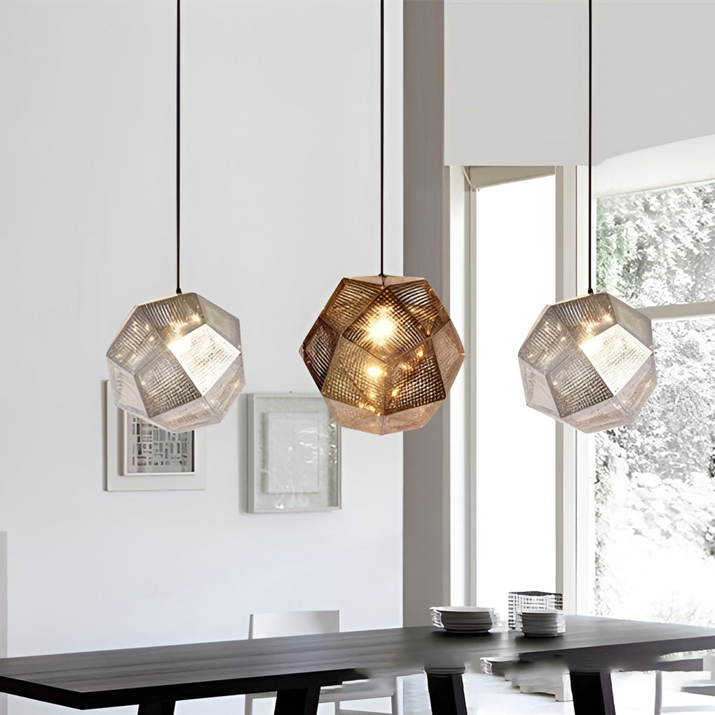 Lumenara Geometric Round Pendant Lamp in Electrolytic Metal - OpalDwell
