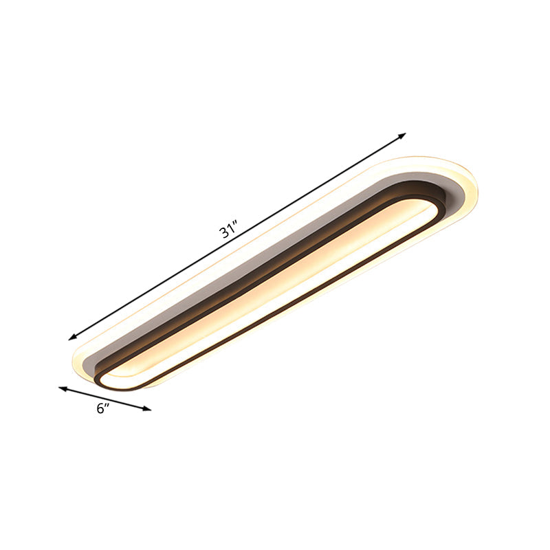 Oval LED Ceiling Light Black or White with Acrylic Diffuser - OpalDwell