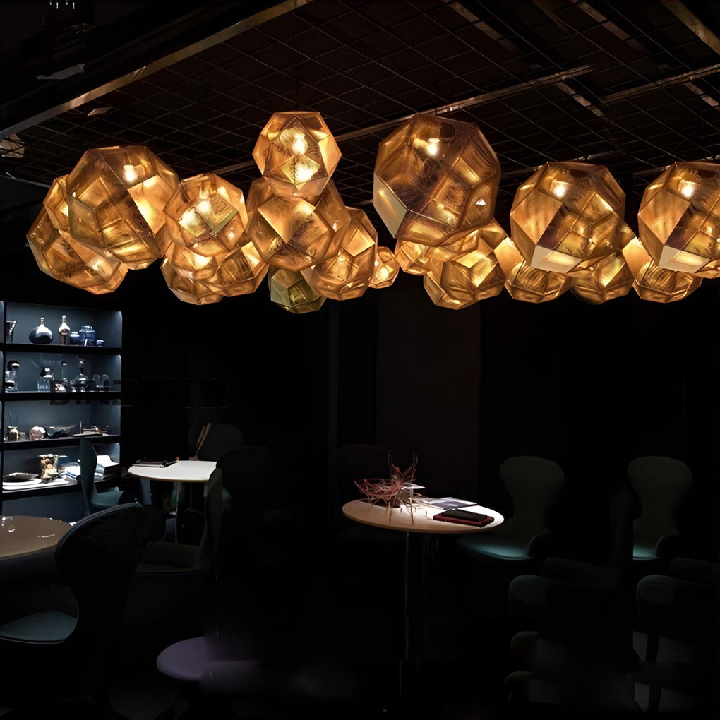 Lumenara Geometric Round Pendant Lamp in Electrolytic Metal - OpalDwell