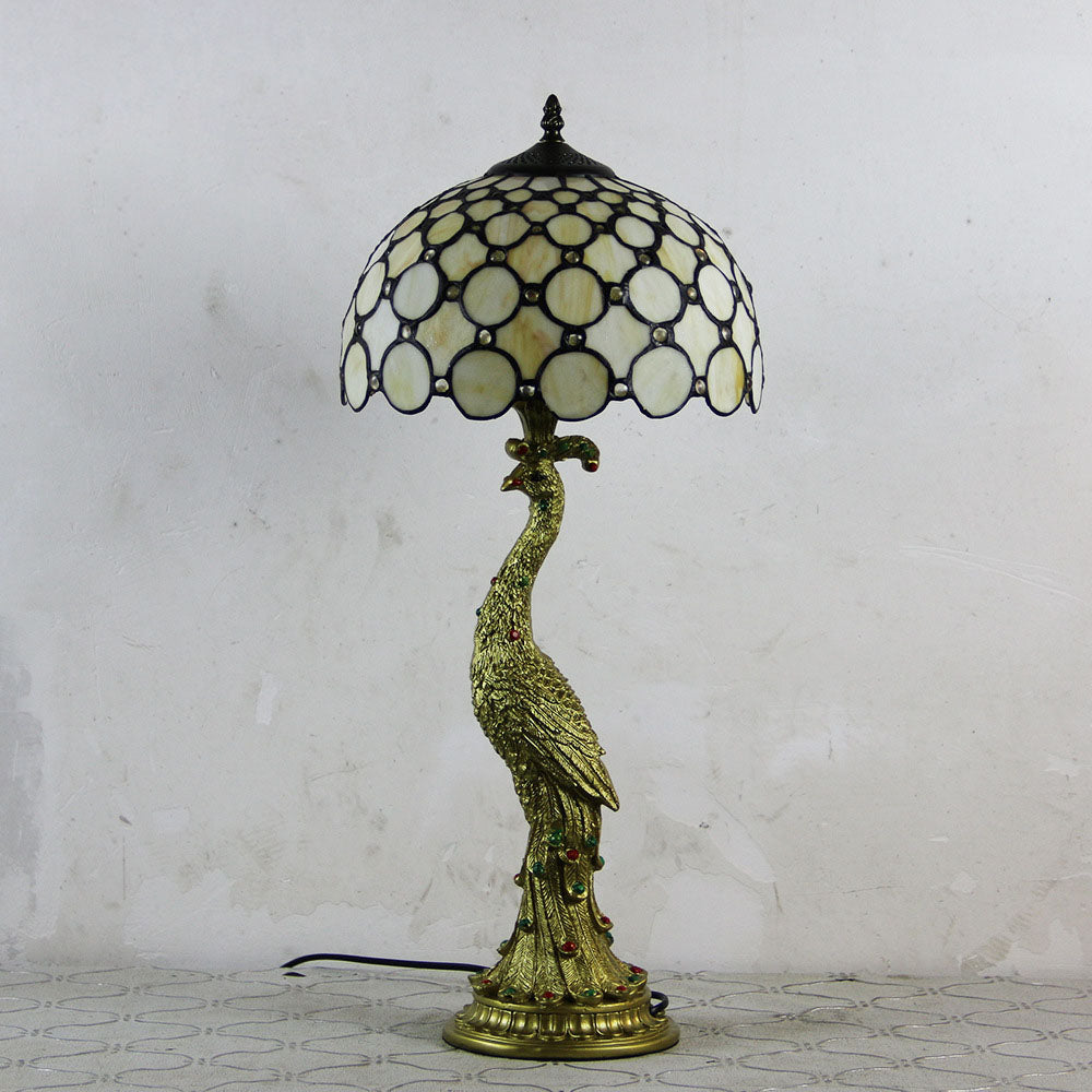Aurena Tiffany-Style Table Lamp With Colorful Dome Shade - OpalDwell