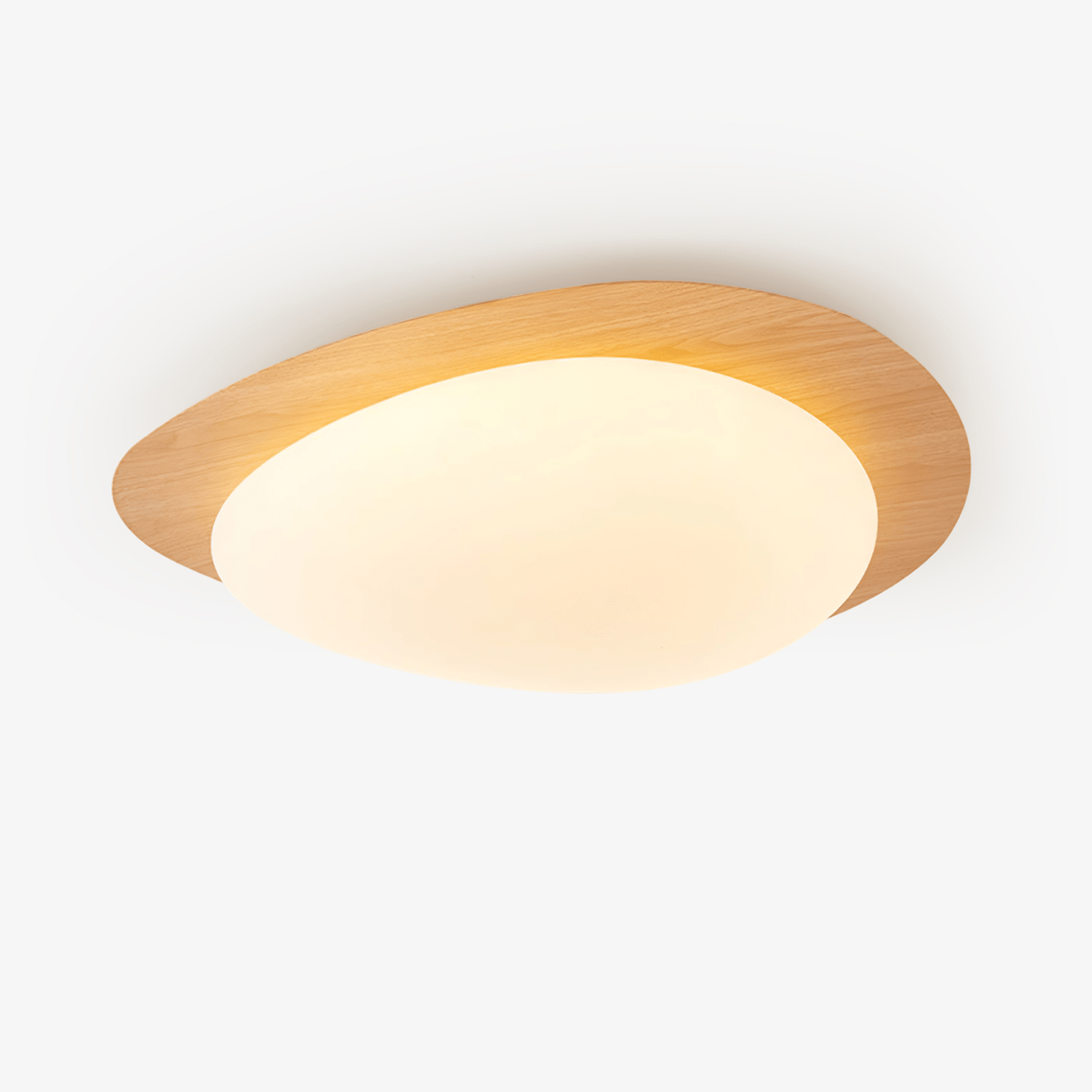 NexaRipple Walnut Pebble Ceiling Light With Warm Glow - OpalDwell