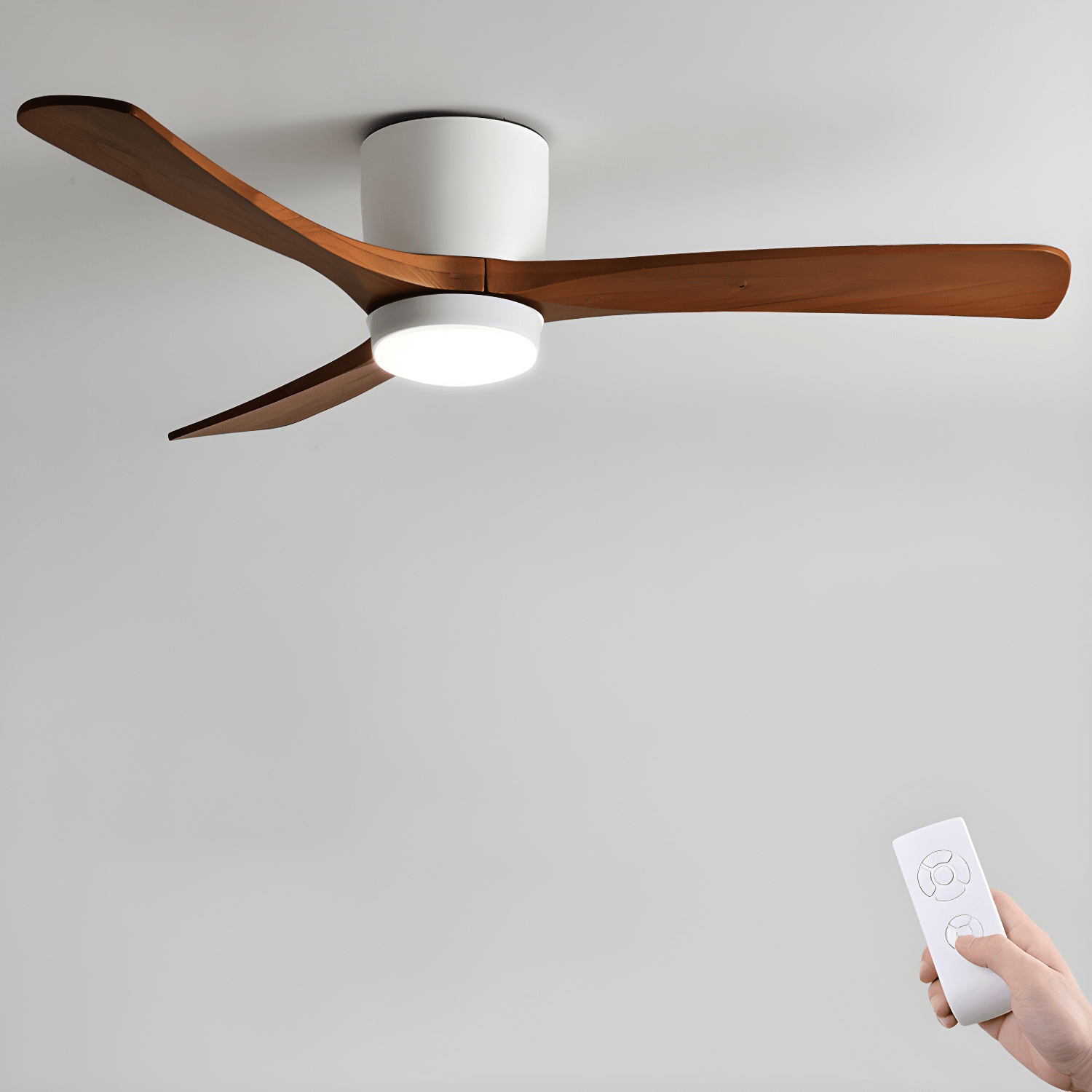 Everwood Nordic Wood Ceiling Fan Light 42 and 48 Inch LED Fixture OpalDwell