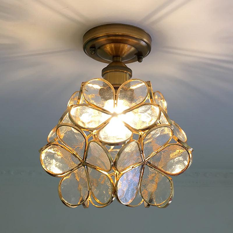 FloraLume Floral Glass Ceiling Light With Floral Motifs - OpalDwell
